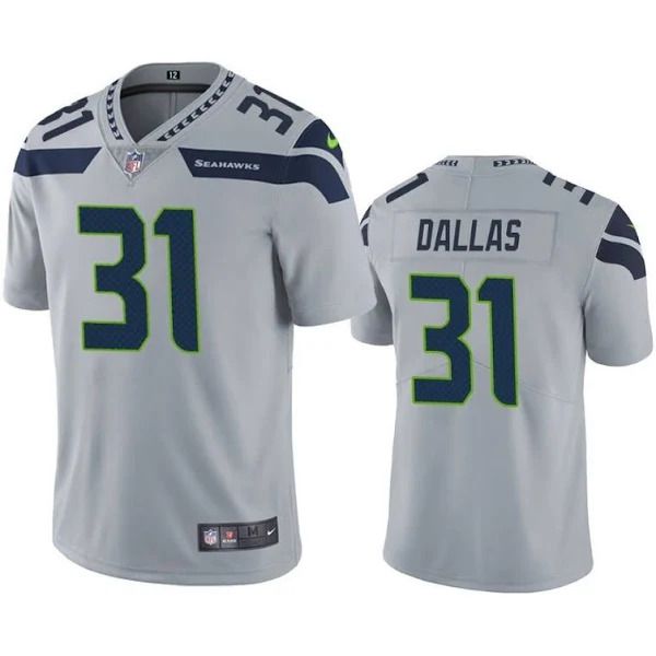 Men Seattle Seahawks 31 DeeJay Dallas Nike Grey Vapor Limited NFL Jersey